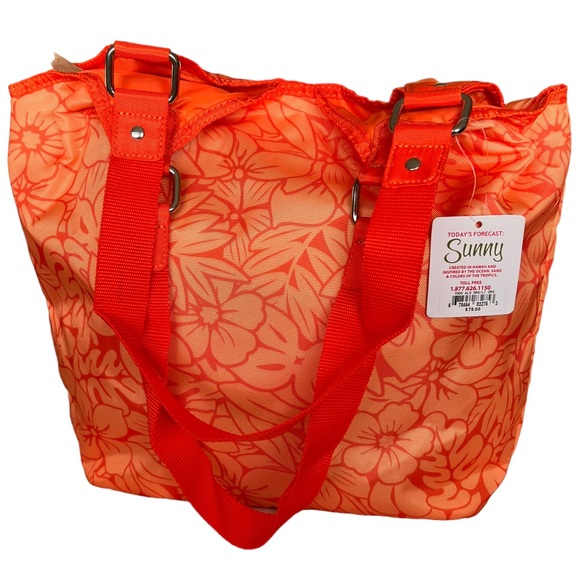 SUNNY HAWAII Beach Pool Tote & Matching Small Purse Hawaiian Orange Floral Print - Picture 3 of 17